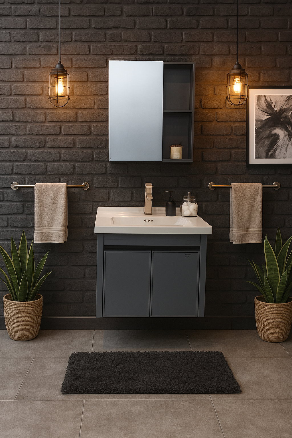 YC 920 Aluminum Matte Gray Vanity Set